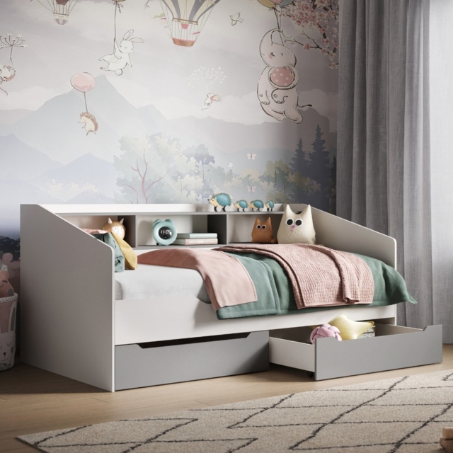 Flair Leni Day Bed with Drawers White & Grey