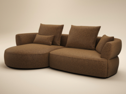 SOLACE+CO Lia Large L-shaped 4 Seater Sofa Brown Chenille - thumbnail 4