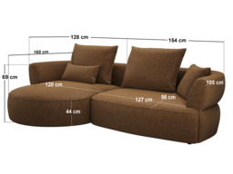 SOLACE+CO Lia Large L-shaped 4 Seater Sofa Brown Chenille - thumbnail 7
