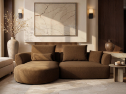 SOLACE+CO Lia Large L-shaped 4 Seater Sofa Brown Chenille - thumbnail 2