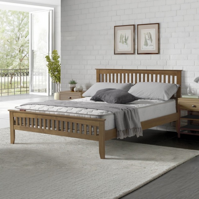 Sareer Sandhurst Wooden Bed Frame -Oak-Single - image 1