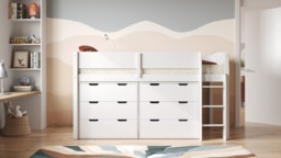 Flair Loop Mid Sleeper Bed Storage Set White - thumbnail 2