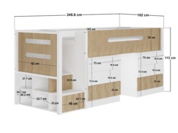 Flair Luca Mid Sleeper with 3 Drawers Chest Pair White & Oak Ribbed - thumbnail 6