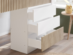 Flair Luca Mid Sleeper with 3 Drawers Chest Pair White & Oak Ribbed - thumbnail 4