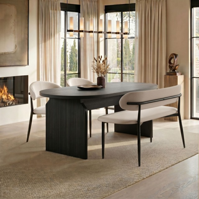SOLACE+CO Varm & Cyra Dining Set with Table, Chenille Chairs & Bench - image 1