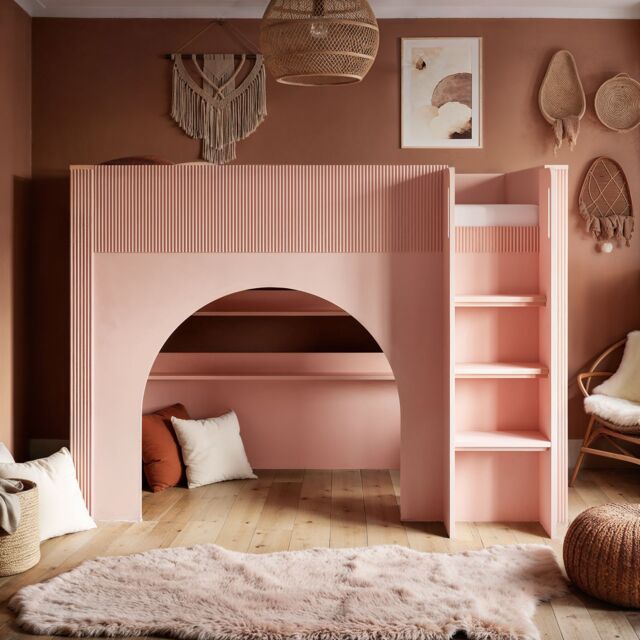 Flair Kaska Ribbed Mid Sleeper Bed Pink - image 1