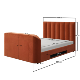 Flair Megane Side Lift TV Ottoman Bed Burnt Orange Velvet Double - thumbnail 7