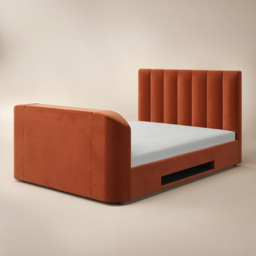Flair Megane Side Lift TV Ottoman Bed Burnt Orange Velvet Double - thumbnail 5