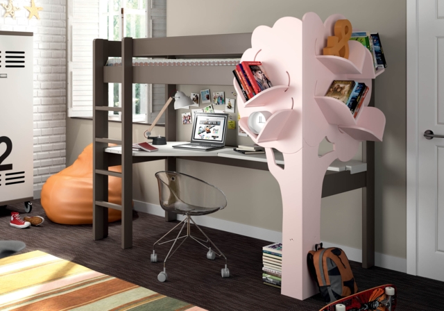 Mathy By Bols Dominique High Sleeper Bed with Desk & Bookcase - image 1