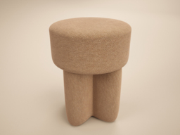 SOLACE+CO Astrid Wave Chenille Round Pouffe Light Brown - thumbnail 4