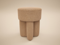 SOLACE+CO Astrid Wave Chenille Round Pouffe Light Brown - thumbnail 3