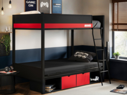 Recoil Nova Gaming Metal Bunk Bed with Futon Black & Red - thumbnail 4