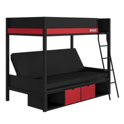 Recoil Nova Gaming Metal Bunk Bed with Futon Black & Red - thumbnail 6