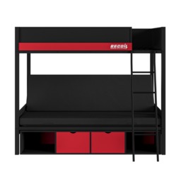 Recoil Nova Gaming Metal Bunk Bed with Futon Black & Red - thumbnail 5