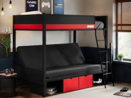 Recoil Nova Gaming Metal Bunk Bed with Futon Black & Red - thumbnail 2