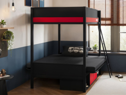 Recoil Nova Gaming Metal Bunk Bed with Futon Black & Red - thumbnail 3