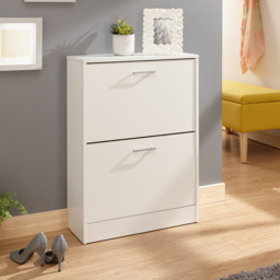GFW Stirling Two Tier Shoe Cabinet -White - thumbnail 1