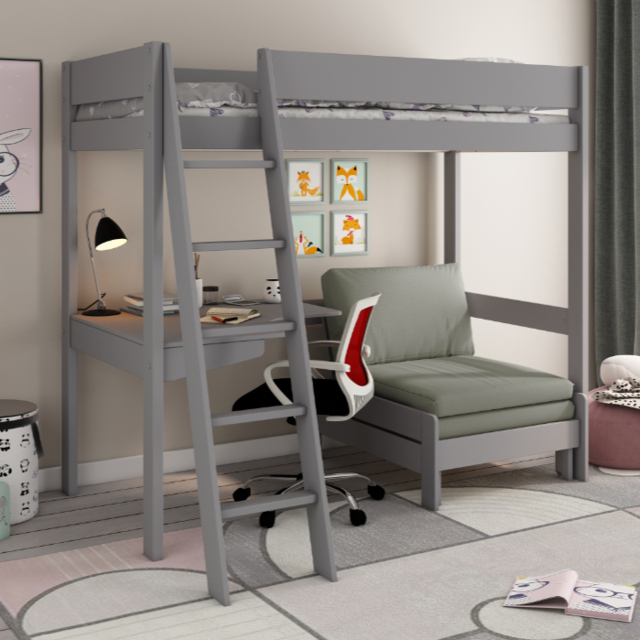Kids Avenue Estella High Sleeper with Desk and Sofa Bed Grey - image 1