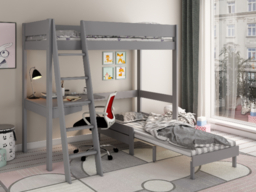 Kids Avenue Estella High Sleeper with Desk and Sofa Bed Grey - thumbnail 2