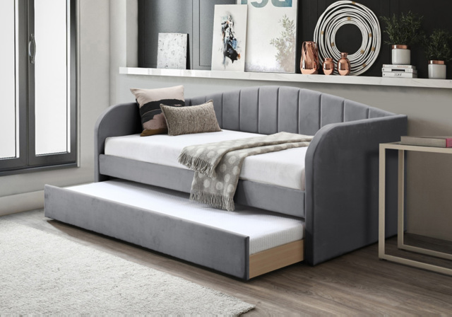 Flintshire Fabric Day Bed with Trundle-Grey - image 1