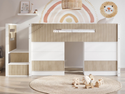 Flair Luca Ribbed Mid Sleeper Bed White & Oak - thumbnail 4