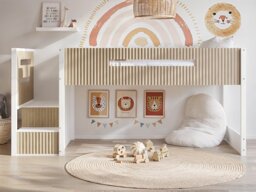 Flair Luca Ribbed Mid Sleeper Bed White & Oak - thumbnail 2