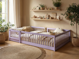 Flair Imogen Montessori Toddler Floor Bed with Safety Fence Lilac - thumbnail 2