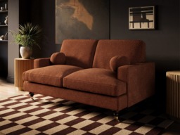 SOLACE+CO Addison 2 Seater Sofa with Caster Legs Burnt Orange Chenille - thumbnail 2
