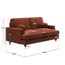 SOLACE+CO Addison 2 Seater Sofa with Caster Legs Burnt Orange Chenille - thumbnail 5