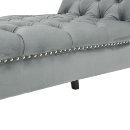 Living & Home Grey Armed Velvet Buttoned Bed Bench - thumbnail 7