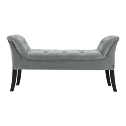 Living & Home Grey Armed Velvet Buttoned Bed Bench - thumbnail 4