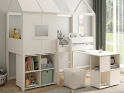 Kids Avenue Ordi Playhouse White Mid Sleeper Treehouse Bed with Desk and Storage - thumbnail 6