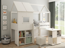 Kids Avenue Ordi Playhouse White Mid Sleeper Treehouse Bed with Desk and Storage - thumbnail 2