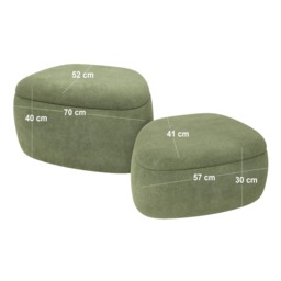 "SOLACE+CO Zuri Set of 2 Storage Pouffes Green Chenille " - thumbnail 4