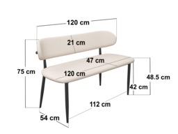 "SOLACE+CO Cyra Upholstered Dining Bench with Backrest Beige Chenille " - thumbnail 6