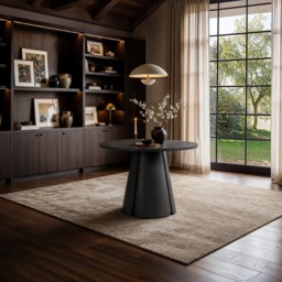 SOLACE+CO Ebony 4-6 Seater Round Extendable Dining Table Black