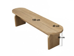 "SOLACE+CO Varm Wood Effect Ribbed Dining Bench Oak " - thumbnail 3