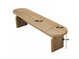 "SOLACE+CO Varm Wood Effect Ribbed Dining Bench Oak " - thumbnail 4