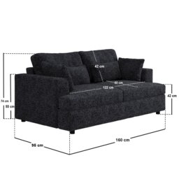 SOLACE+CO Drew 2 Seater Sofa Charcoal Chenille - thumbnail 6