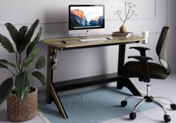 Alphason Jersey Black and Oak Finish Desk With Holders - thumbnail 1