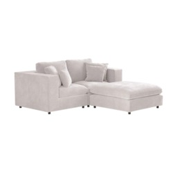 SOLACE+CO Asher 3 Seater Sofa with Reversible Footstool Beige Boucle - thumbnail 5
