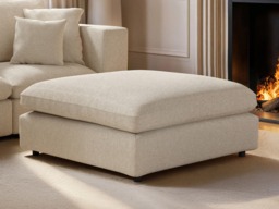 SOLACE+CO Asher 3 Seater Sofa with Reversible Footstool Beige Boucle - thumbnail 4