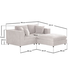 SOLACE+CO Asher 3 Seater Sofa with Reversible Footstool Beige Boucle - thumbnail 7