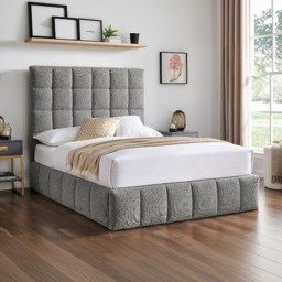 Limelight Starla Boucle Fabric Ottoman Bed Frame-Dove Grey-Kingsize - thumbnail 1