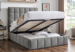 Limelight Starla Boucle Fabric Ottoman Bed Frame-Dove Grey-Kingsize - thumbnail 2