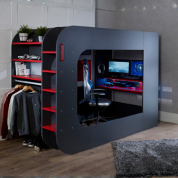 Trasman Loft Pod Small Double High Sleeper Gaming Bed with Desk - thumbnail 1