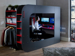 Trasman Loft Pod Small Double High Sleeper Gaming Bed with Desk - thumbnail 2