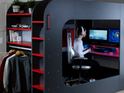 Trasman Loft Pod Small Double High Sleeper Gaming Bed with Desk - thumbnail 3