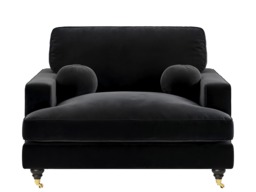 SOLACE+CO Addison Loveseat with Caster Legs Black Velvet - thumbnail 3