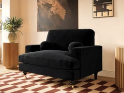 SOLACE+CO Addison Loveseat with Caster Legs Black Velvet - thumbnail 2